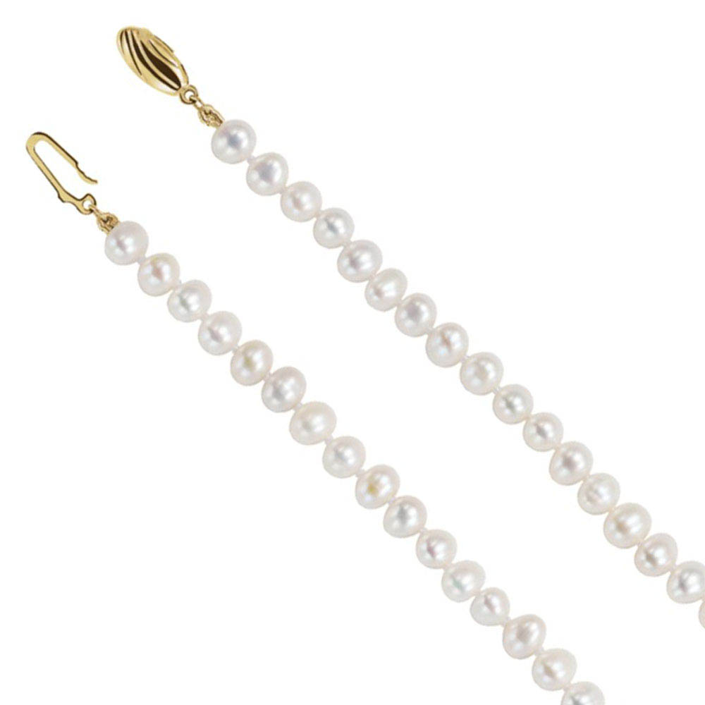 5.0-5.5mm, White FW Cultured Pearl &amp; 14k Yellow Gold Necklace, 16 Inch