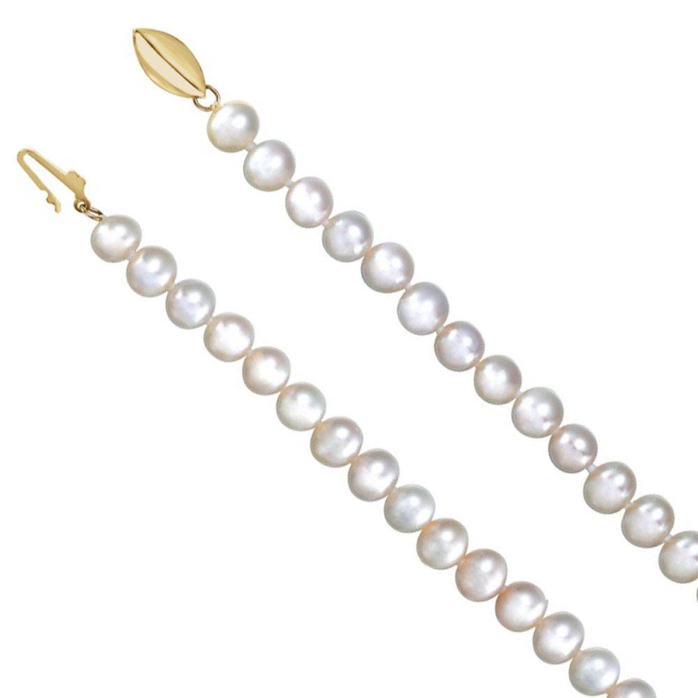 5.0-5.5mm, White FW Cultured Pearl &amp; 14k Yellow Gold Necklace, 18 Inch