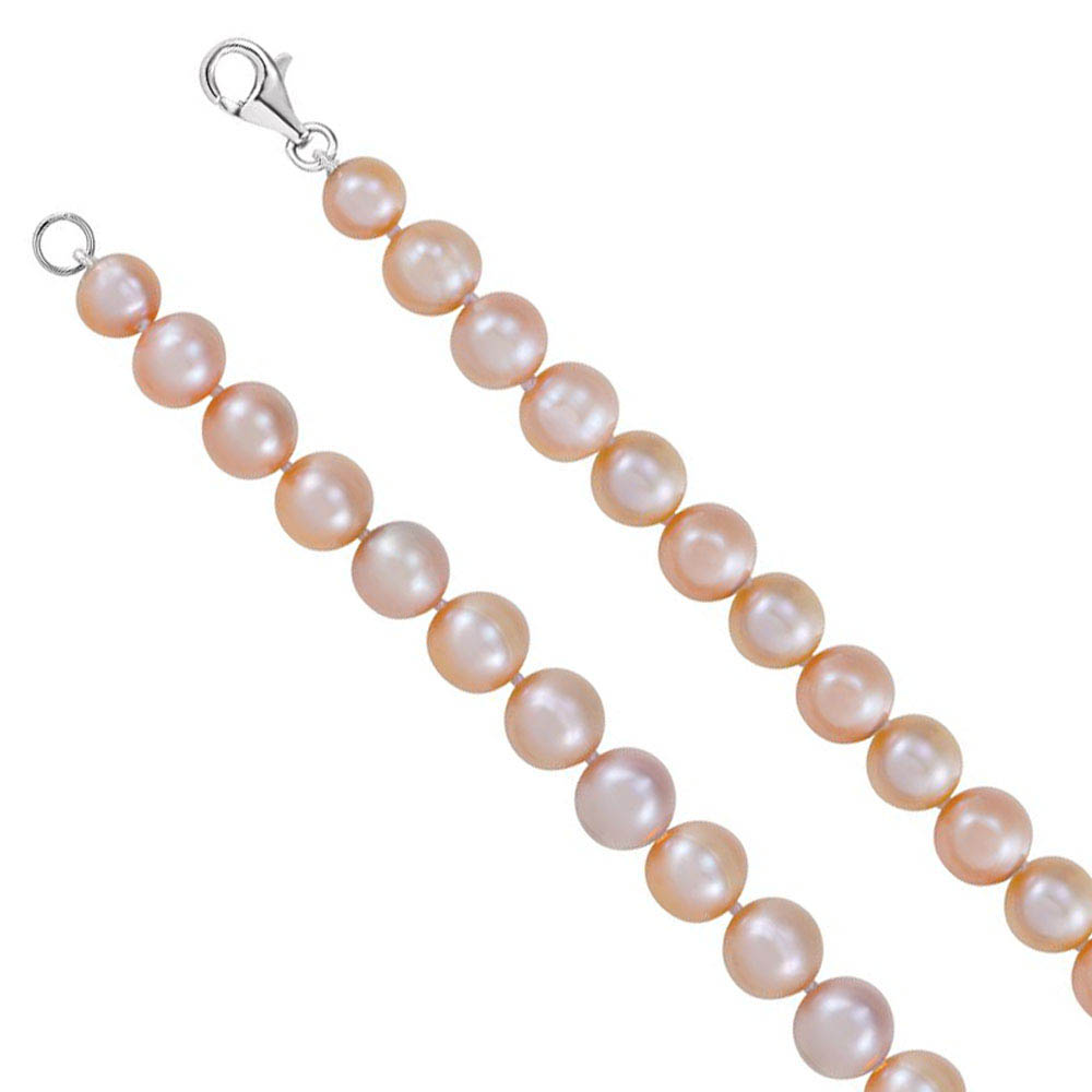 10-11mm, Pink FW Cultured Pearl &amp; Sterling Silver Necklace, 18 Inch