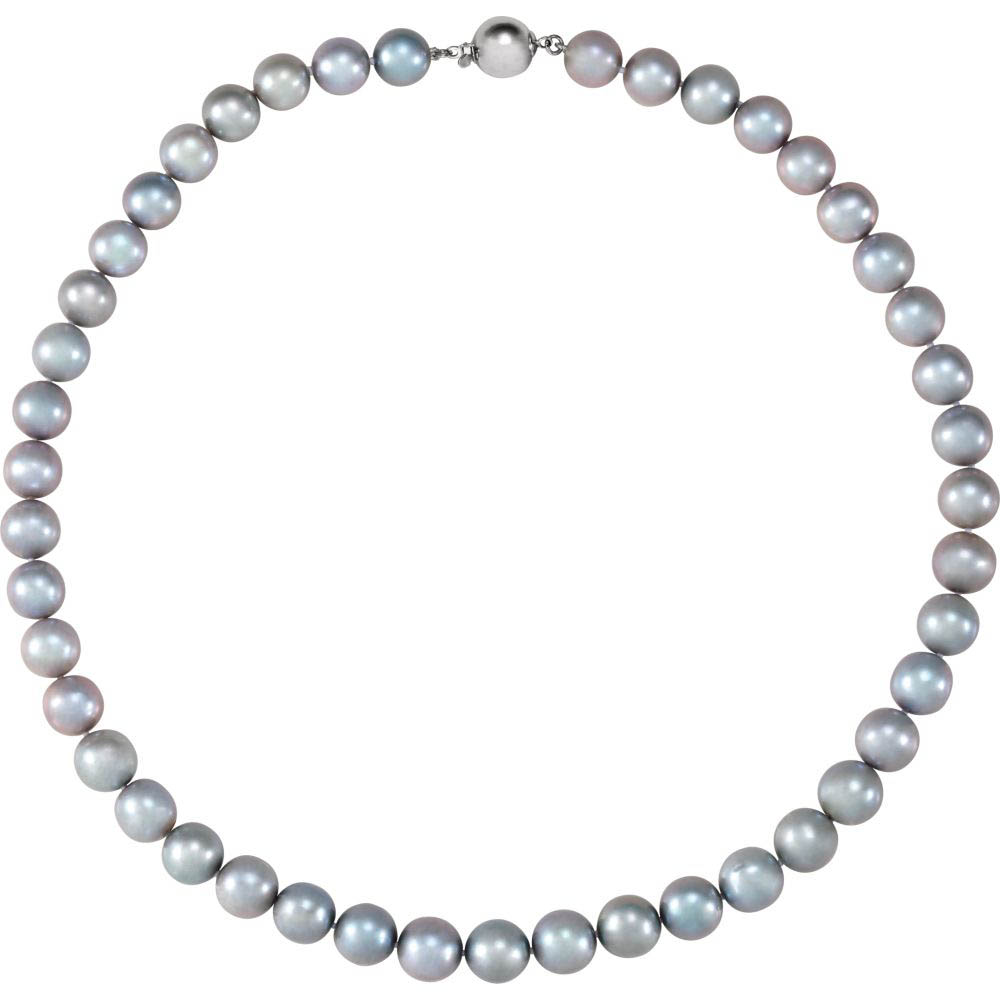 10-11mm, FW Cultured Gray Pearl &amp; Sterling Silver Necklace, 18 Inch