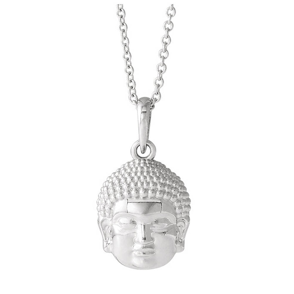 Sterling Silver Small 2D Buddha Necklace, Inch