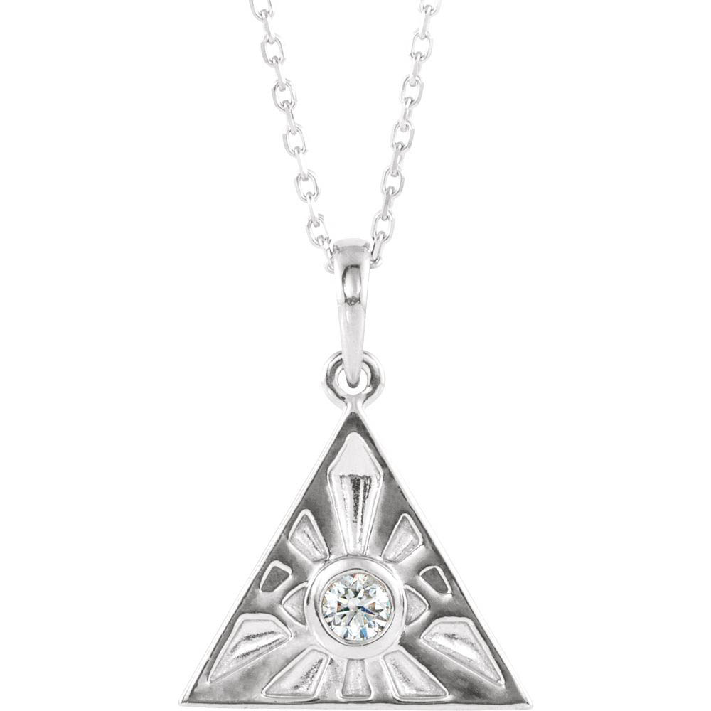 Sterling Silver 1/10 CT Diamond Eye of Providence Necklace, Inch