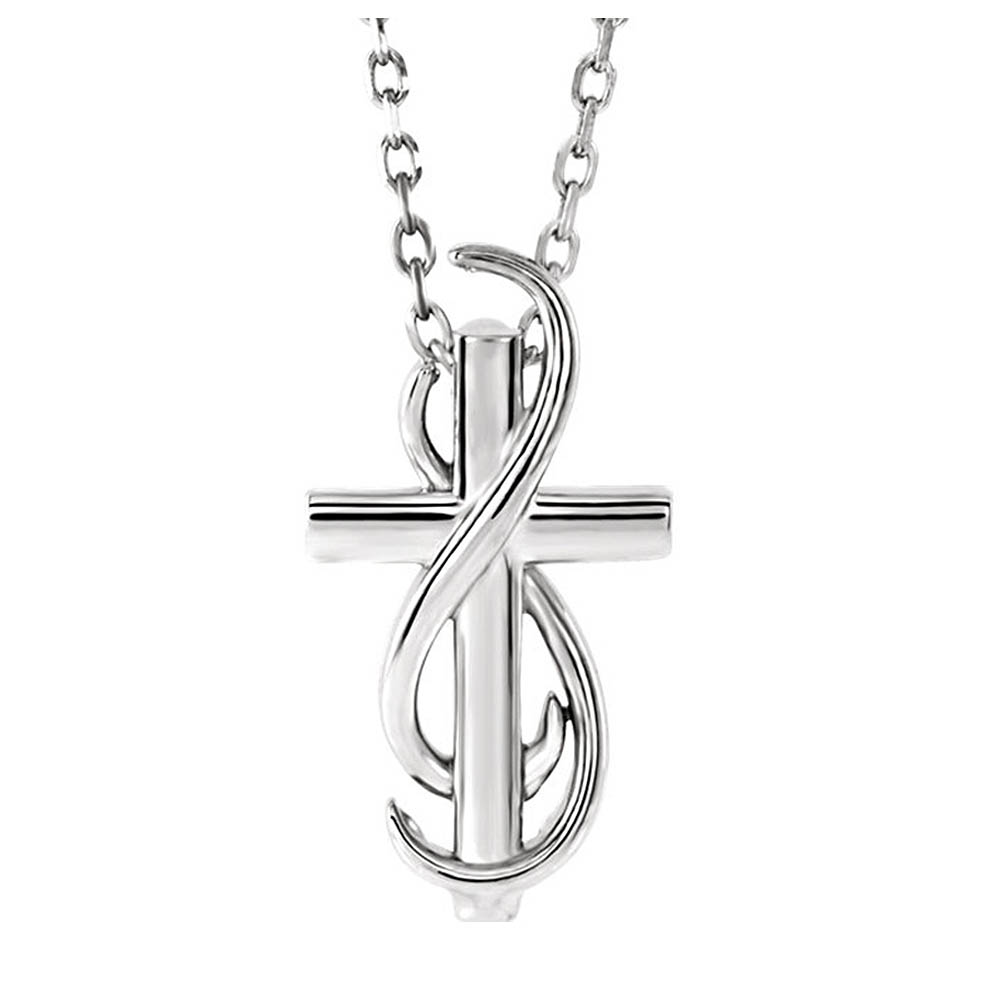 Sterling Silver Infinity Cross Necklace, Inch