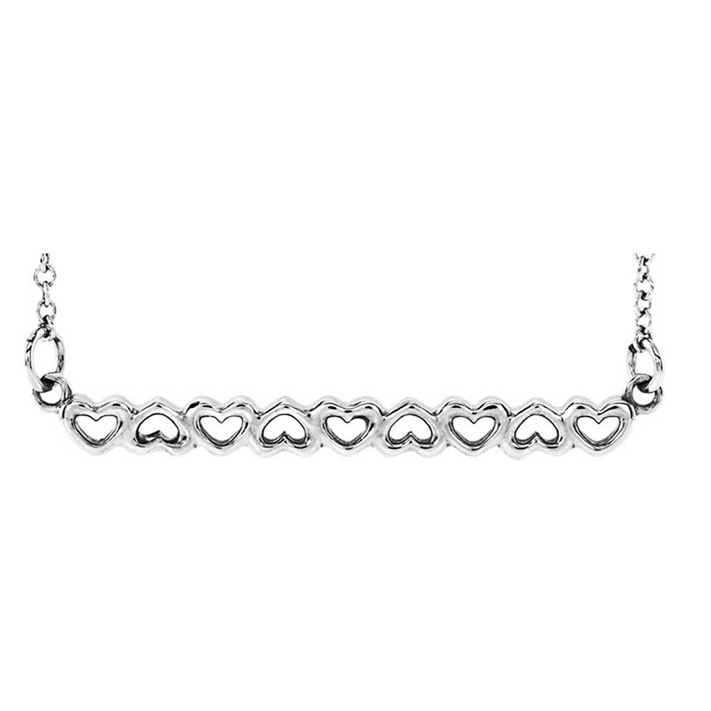 Sterling Silver Connected Hearts Bar Necklace