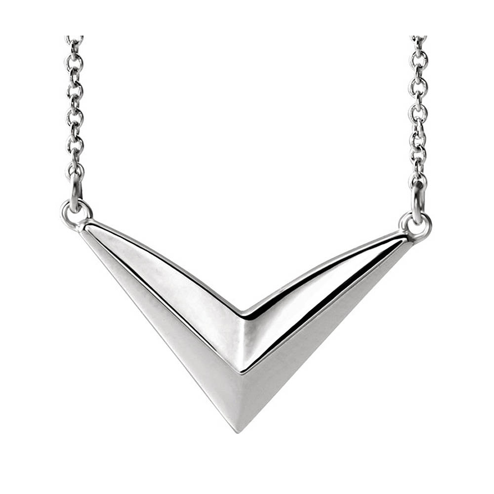 Sterling Silver V Shaped Bar Adjustable Necklace, Inch