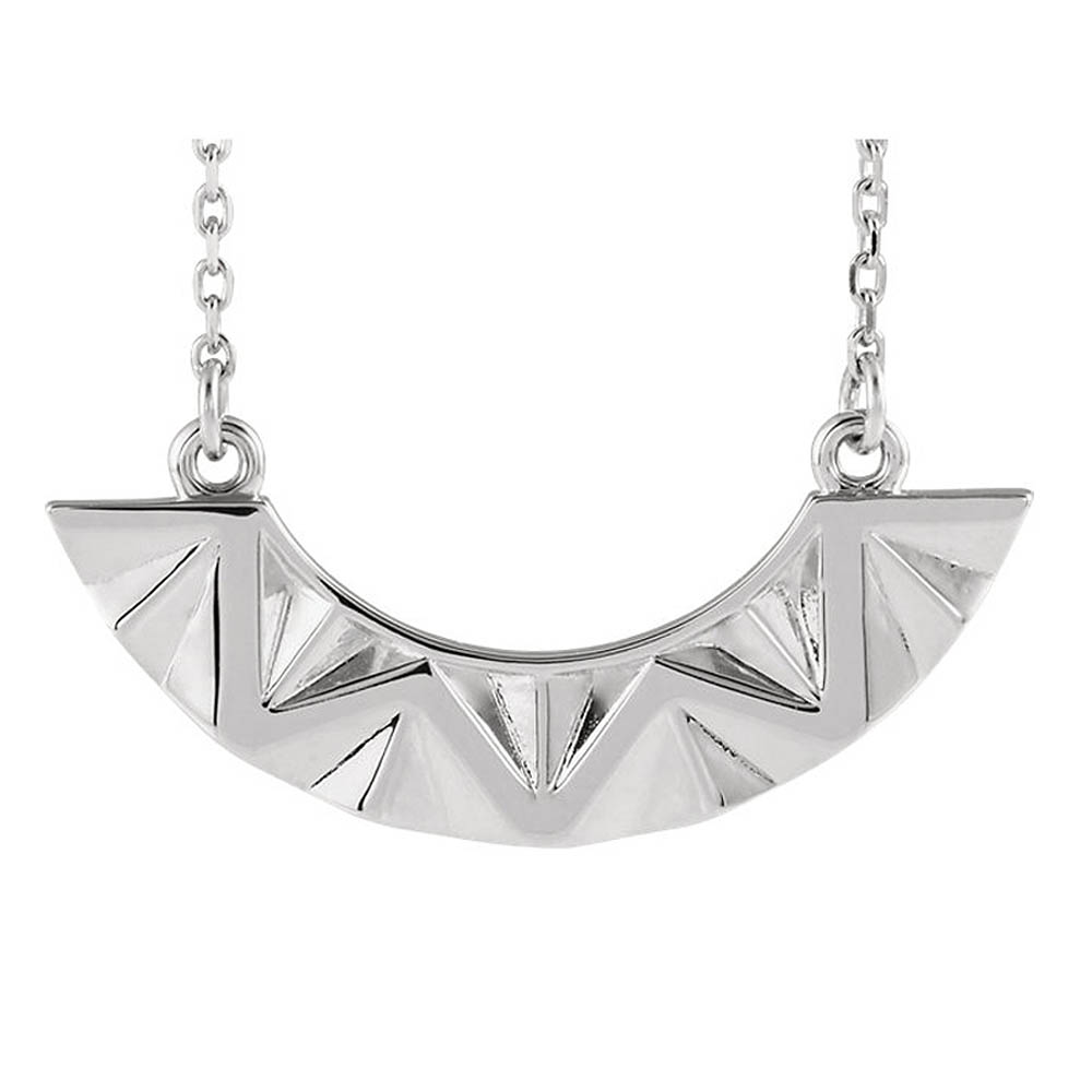 Sterling Silver Curved Chevron Bar Adjustable Necklace, Inch