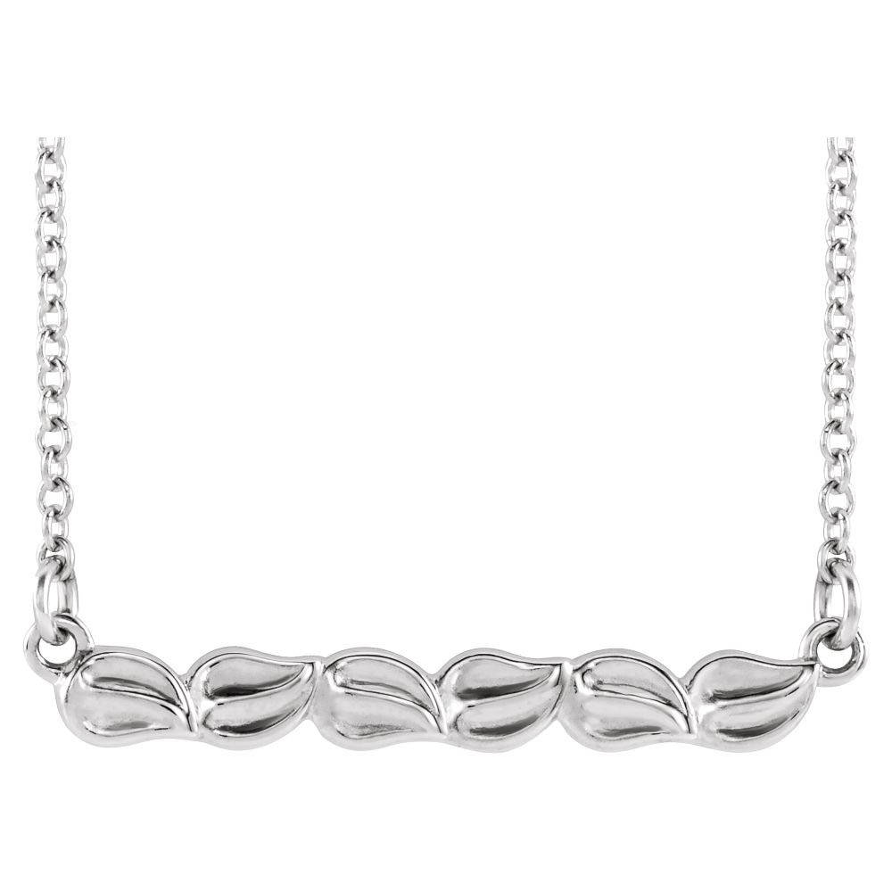 Sterling Silver Leaf Bar Necklace, Inch