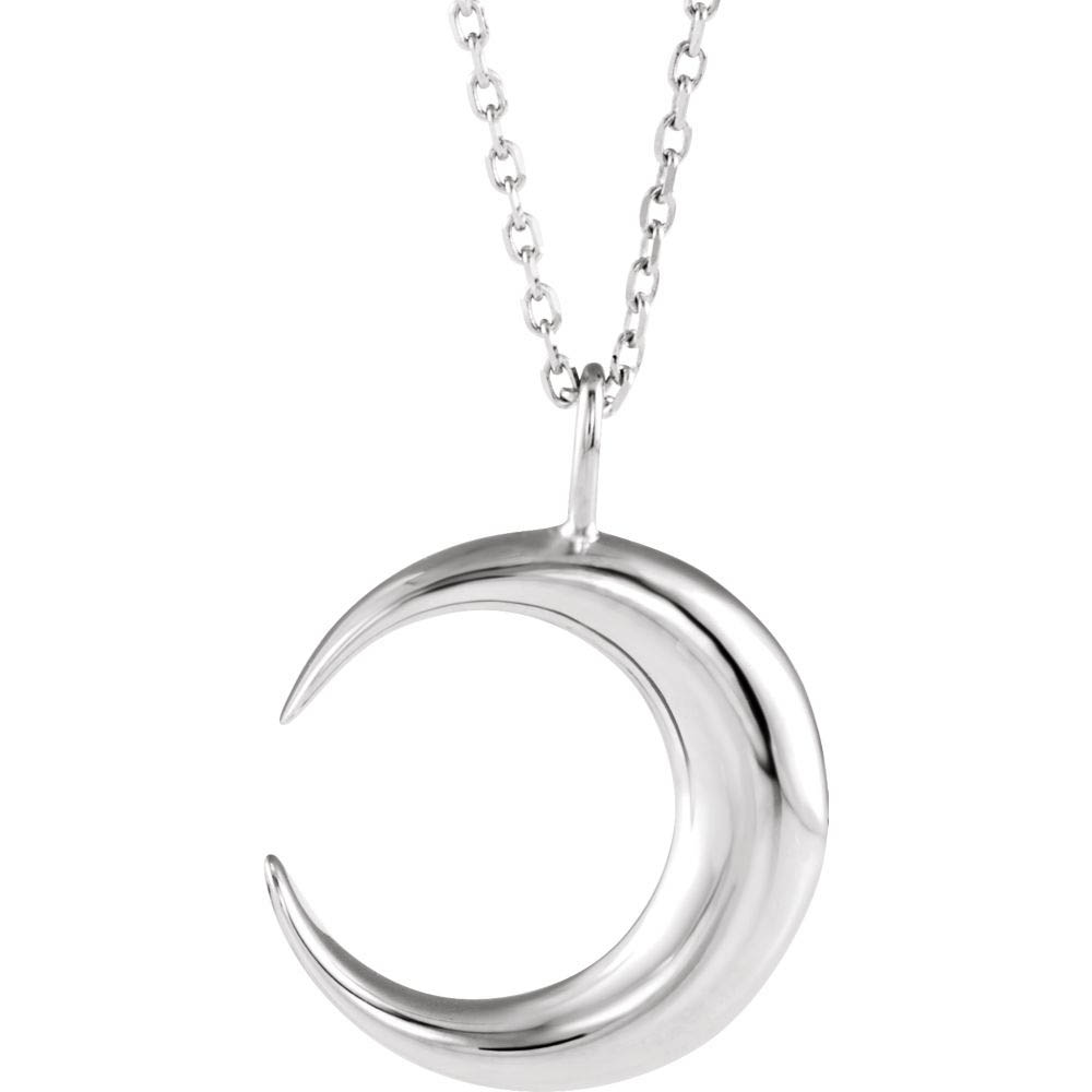 Platinum Crescent Moon Necklace, 16-18 Inch