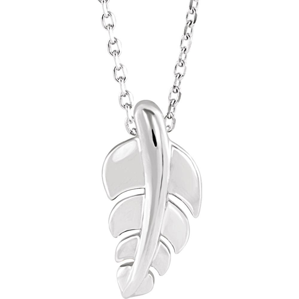 Sterling Silver Small Vertical Leaf Necklace, Inch