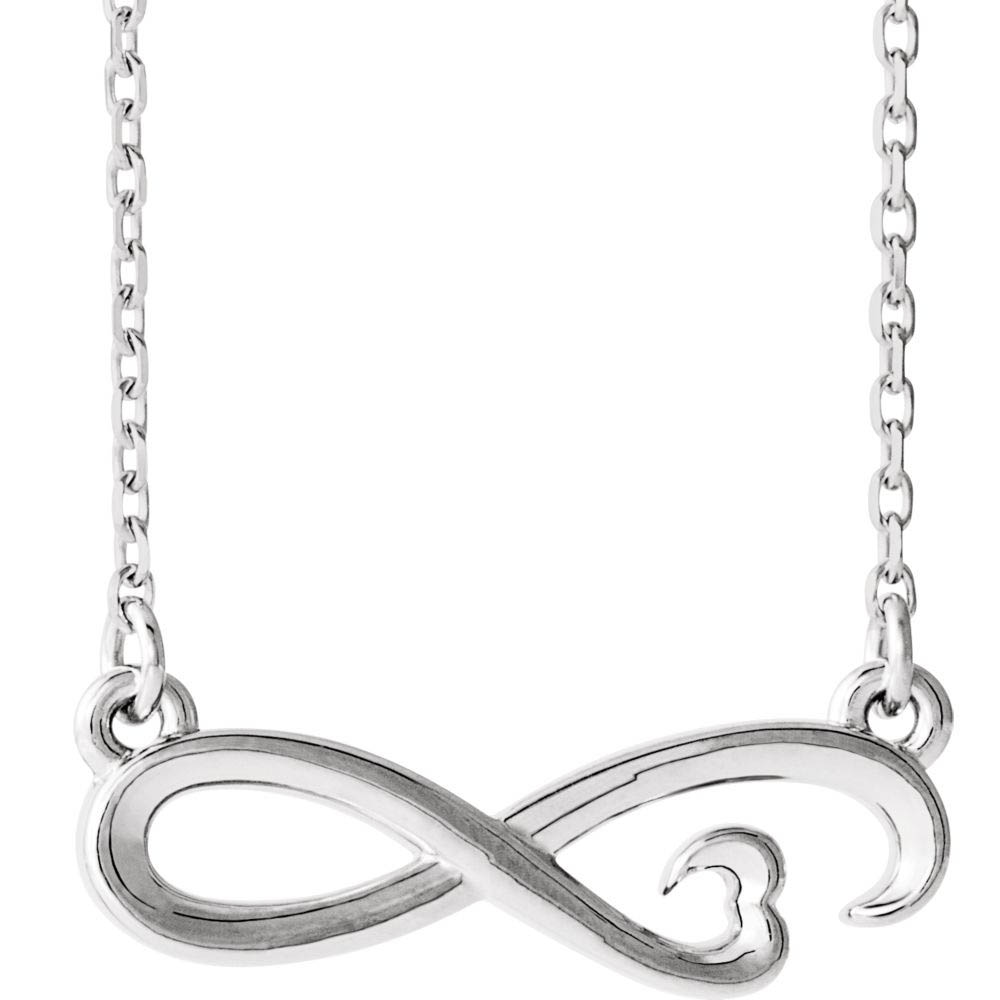 Sterling Silver Infinity Heart Necklace, Inch