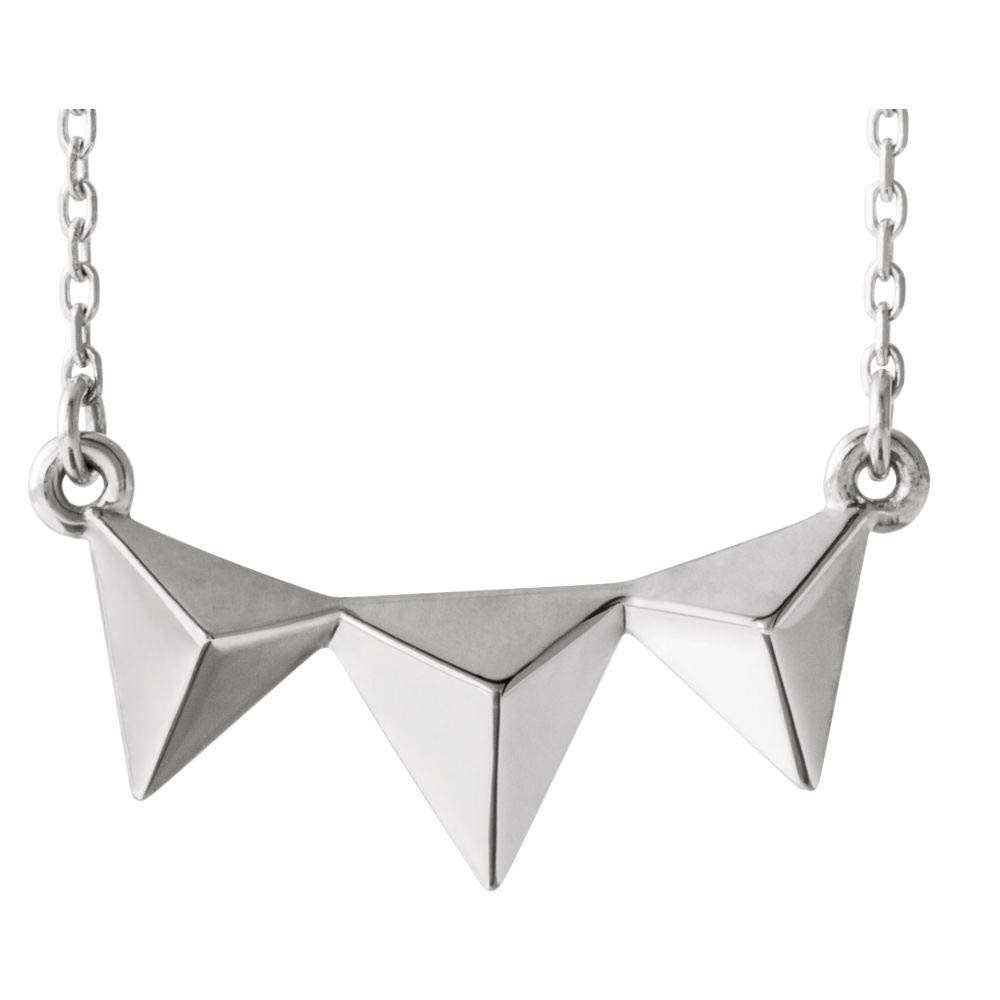 Sterling Silver Small Pyramid Bar Necklace, Inch