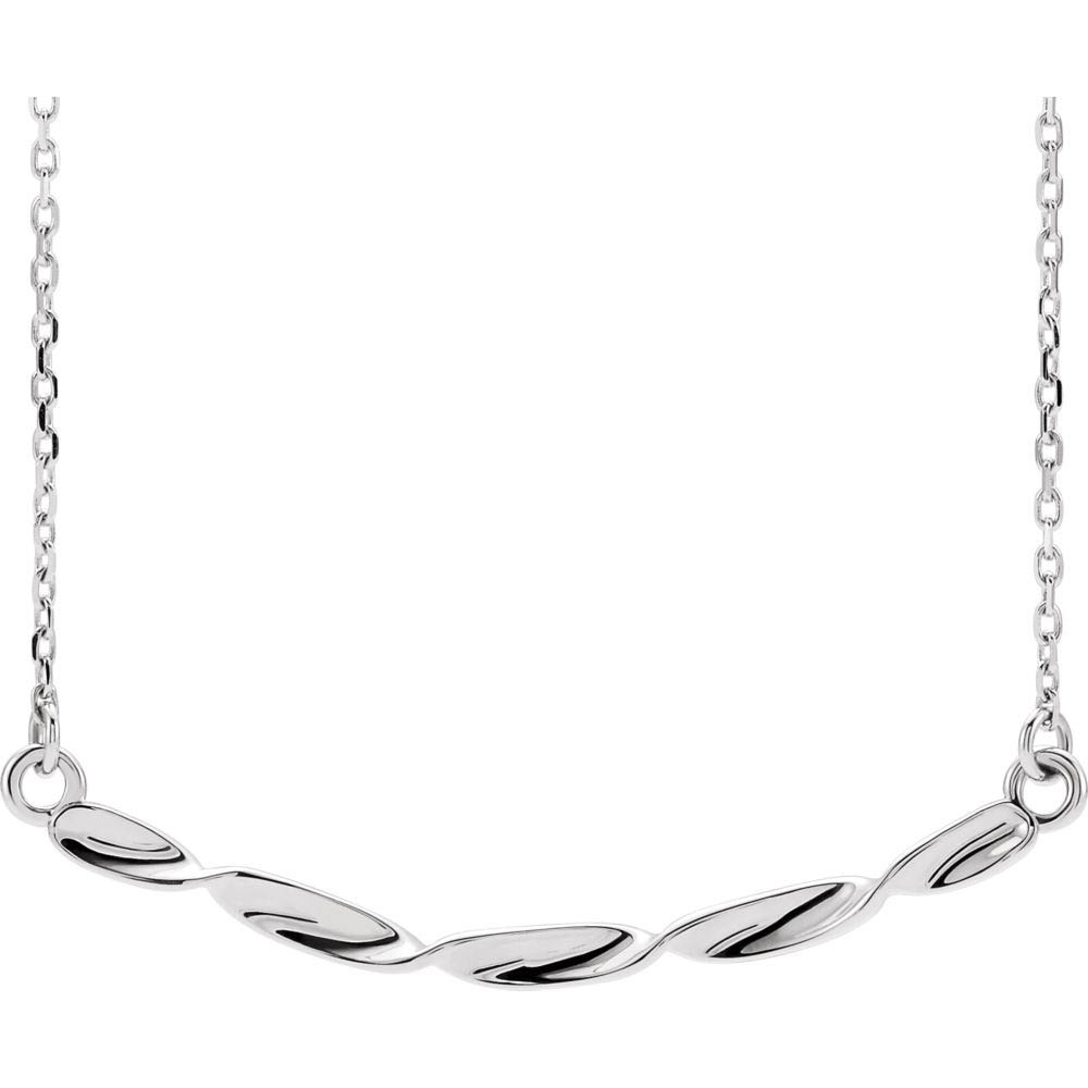 Platinum 36 x 2mm Twisted Bar Necklace, 16-18 Inch