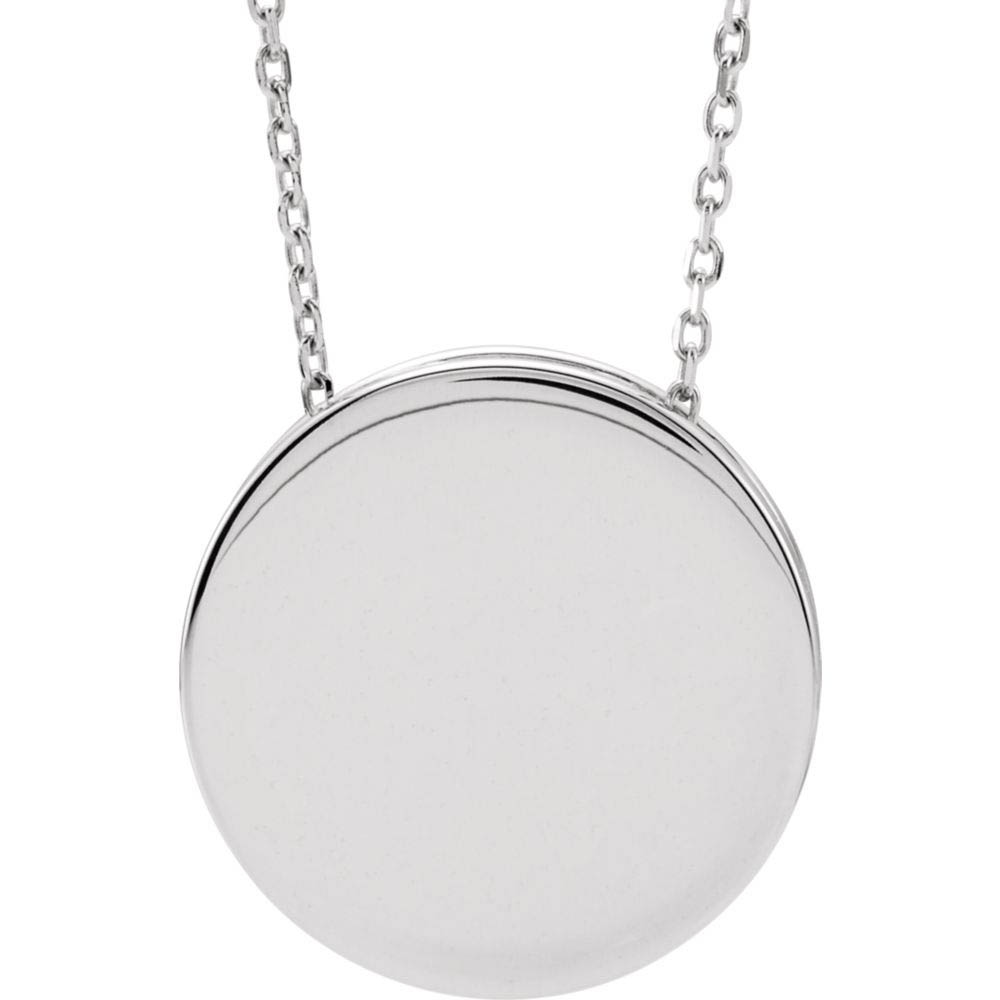 Sterling Silver 17mm Scroll Edge Disc Necklace, Inch
