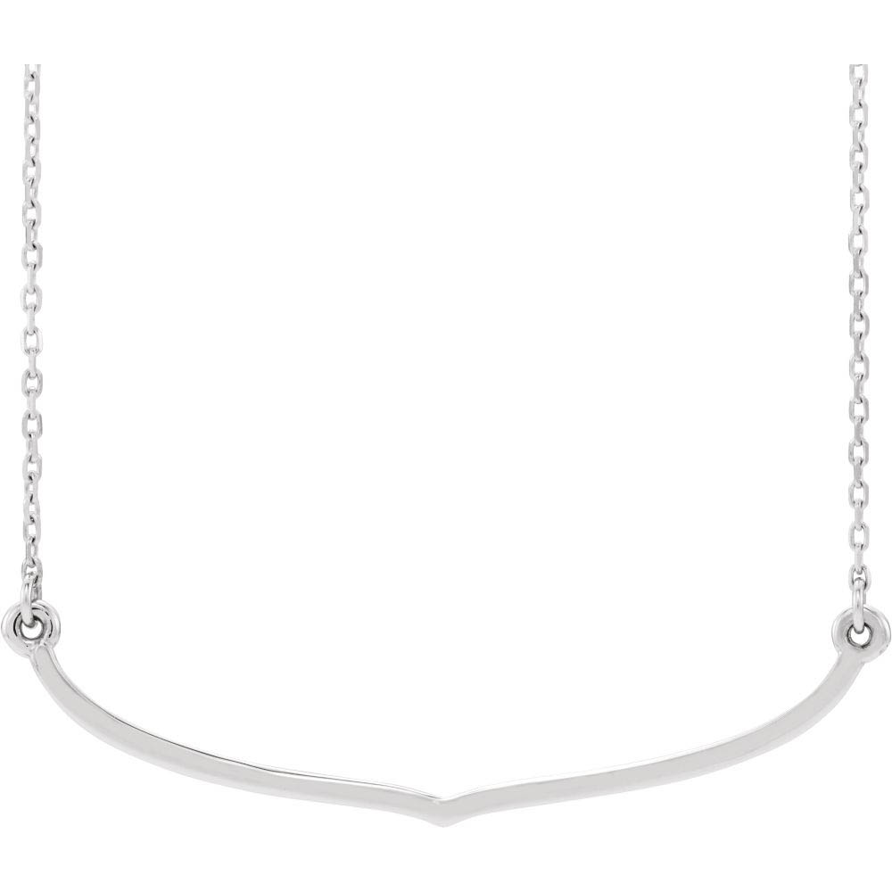 Sterling Silver Curved Freeform Bar Necklace, Inch