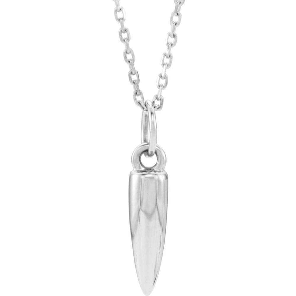 Sterling Silver 3D Small Bullet Necklace, 16-18 Inch