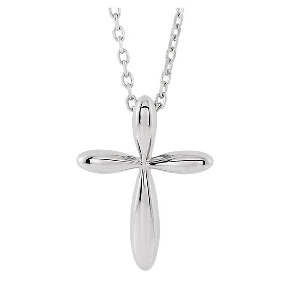 Sterling Silver Rounded Cross Necklace, Inch