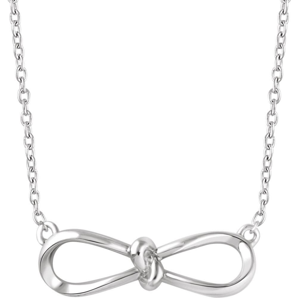 Sterling Silver Infinity Bow Necklace, Inch