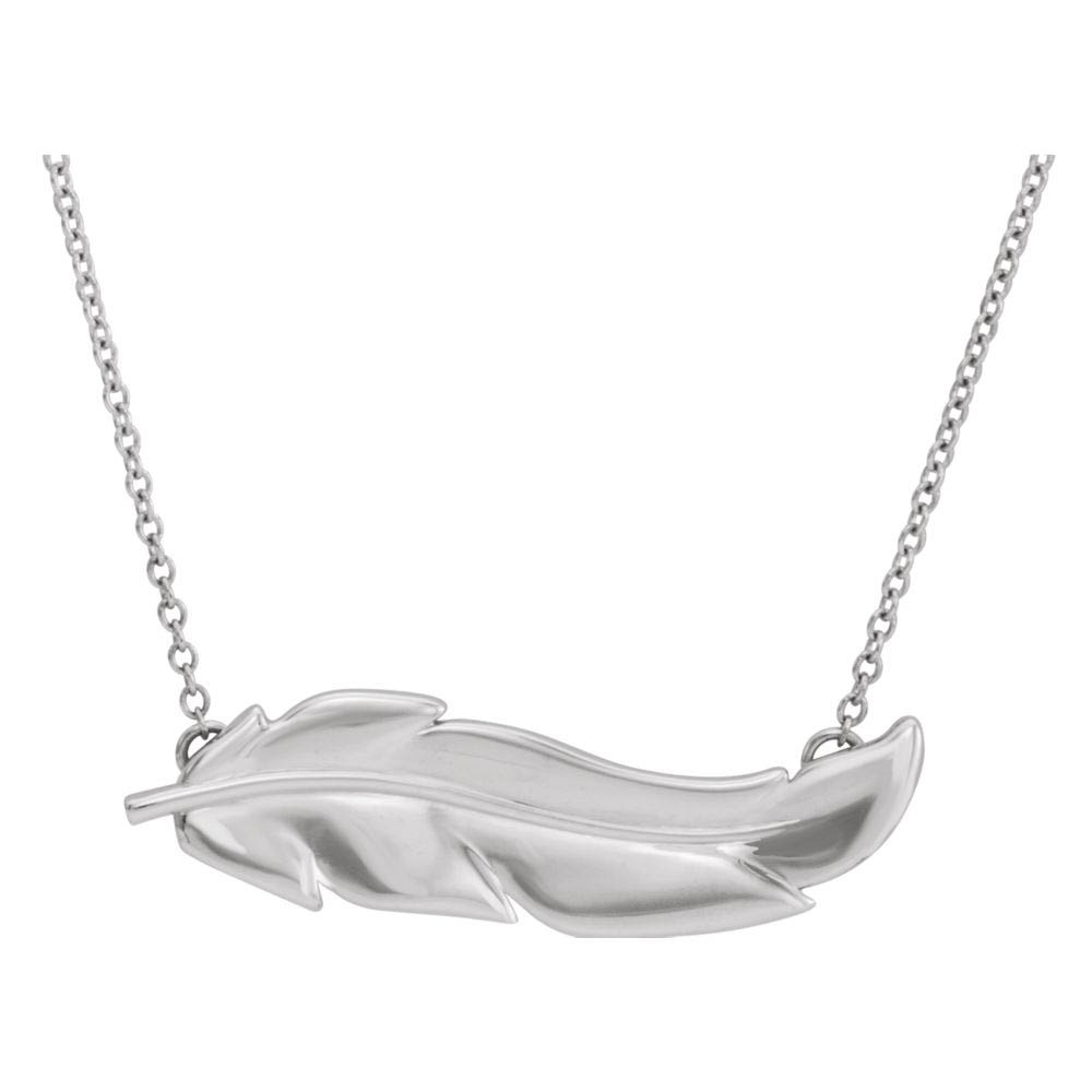 Sterling Silver Feather Bar Necklace, Inch