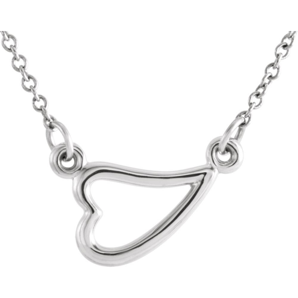 Sterling Silver Small Sideways Heart Necklace, Inch