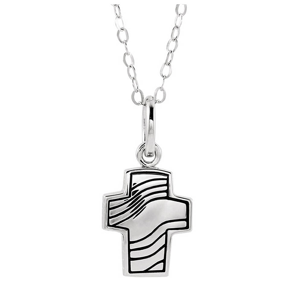 Rhodium Plated Sterling Silver Cross Ash Holder Necklace