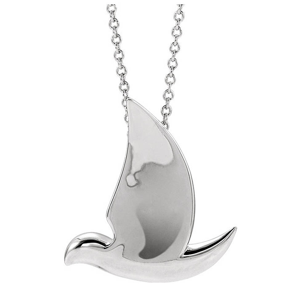 Sterling Silver Polished Dove Necklace, Inch