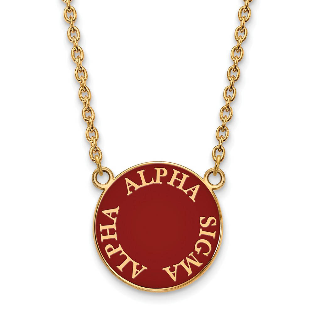 14K Plated Silver Alpha Sigma Alpha Round Enamel Necklace