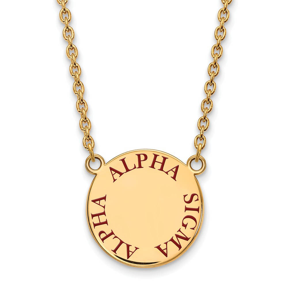 14K Plated Silver Alpha Sigma Alpha Enamel Necklace