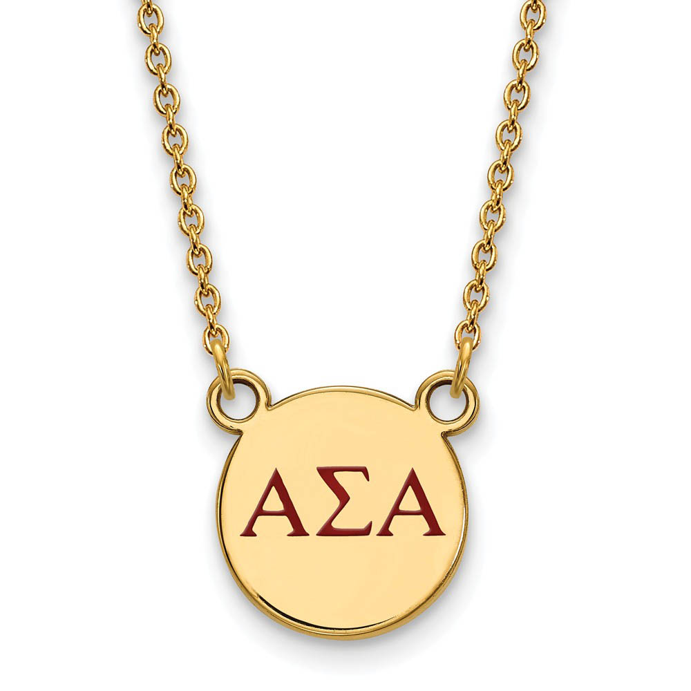14K Plated Silver Alpha Sigma Alpha Red Enamel Necklace