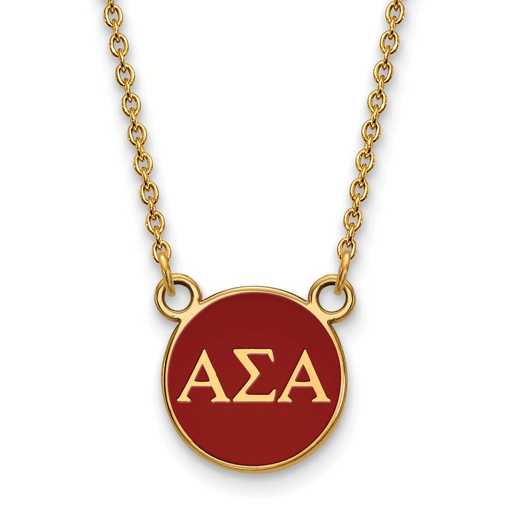 14K Plated Silver Alpha Sigma Alpha Greek Letter Enamel Necklace