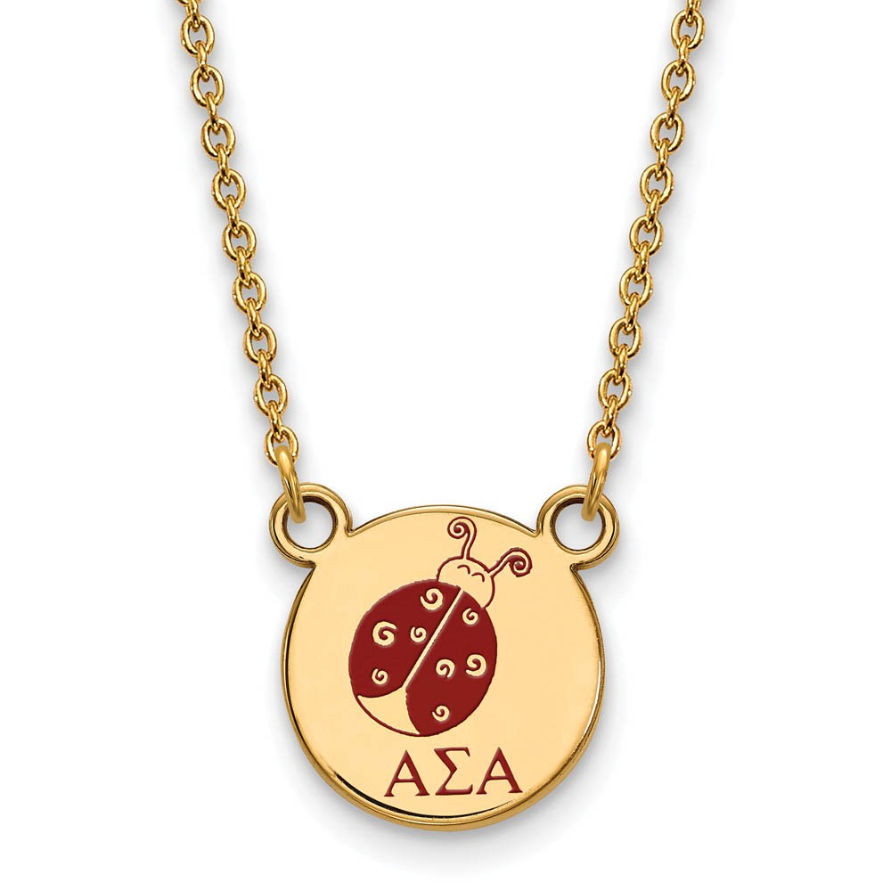 14K Plated Silver Alpha Sigma Alpha Mascot Enamel Necklace