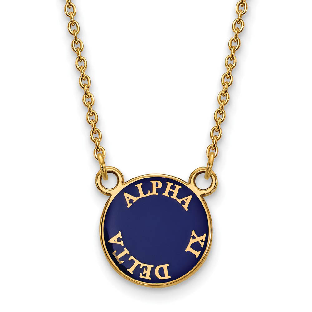 14K Plated Silver Alpha Xi Delta Round Enamel Necklace