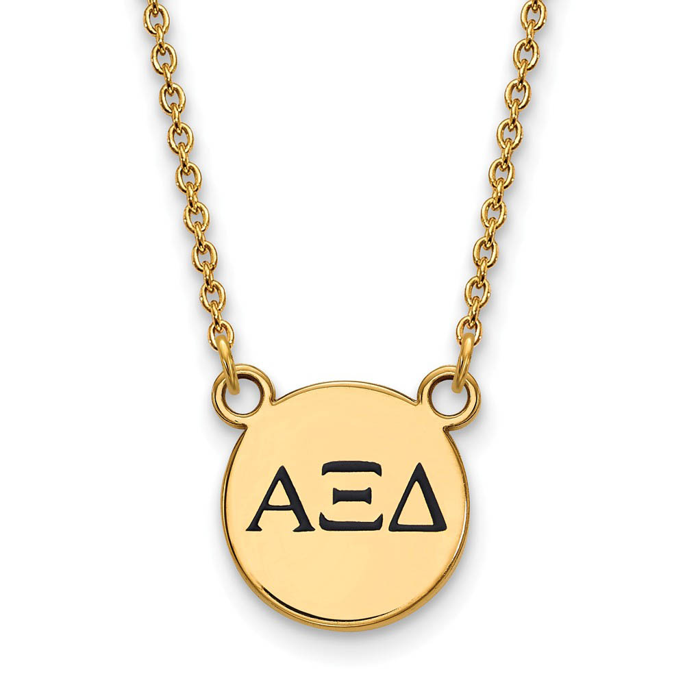 14K Plated Silver Alpha Xi Delta Blue Greek Enamel Necklace