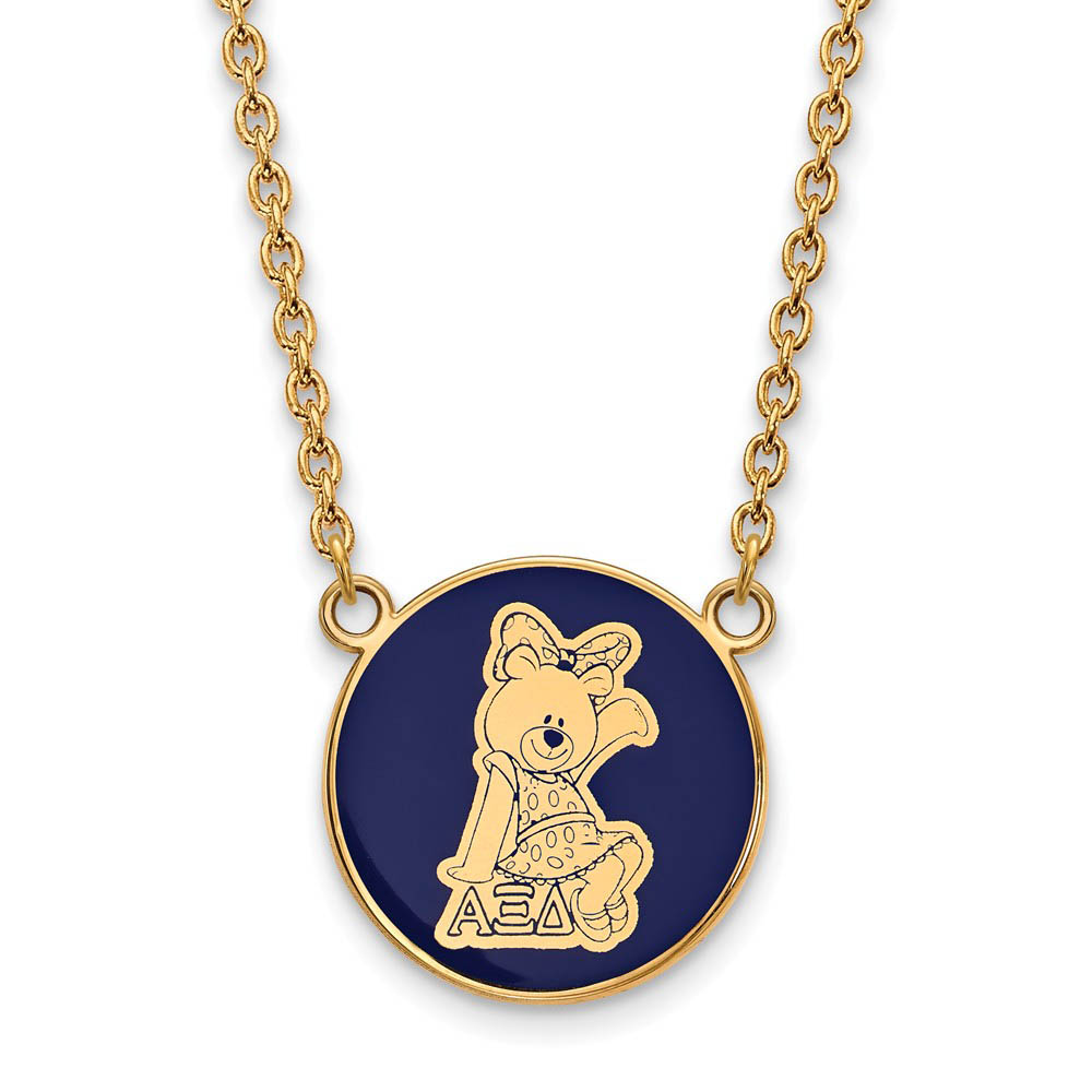 14K Plated Silver Alpha Xi Delta Enamel Mascot Necklace