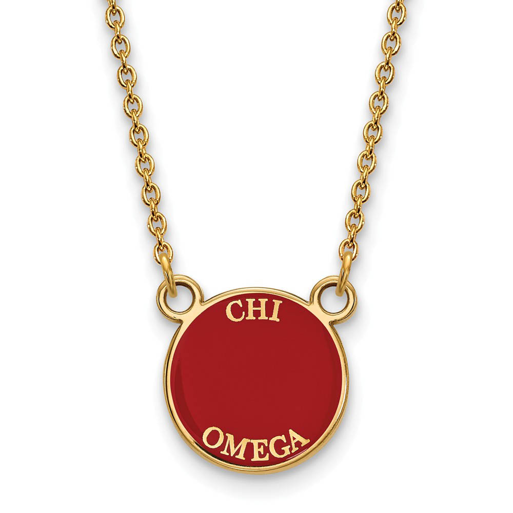 14K Plated Silver Chi Omega (Tiny) Enamel Necklace