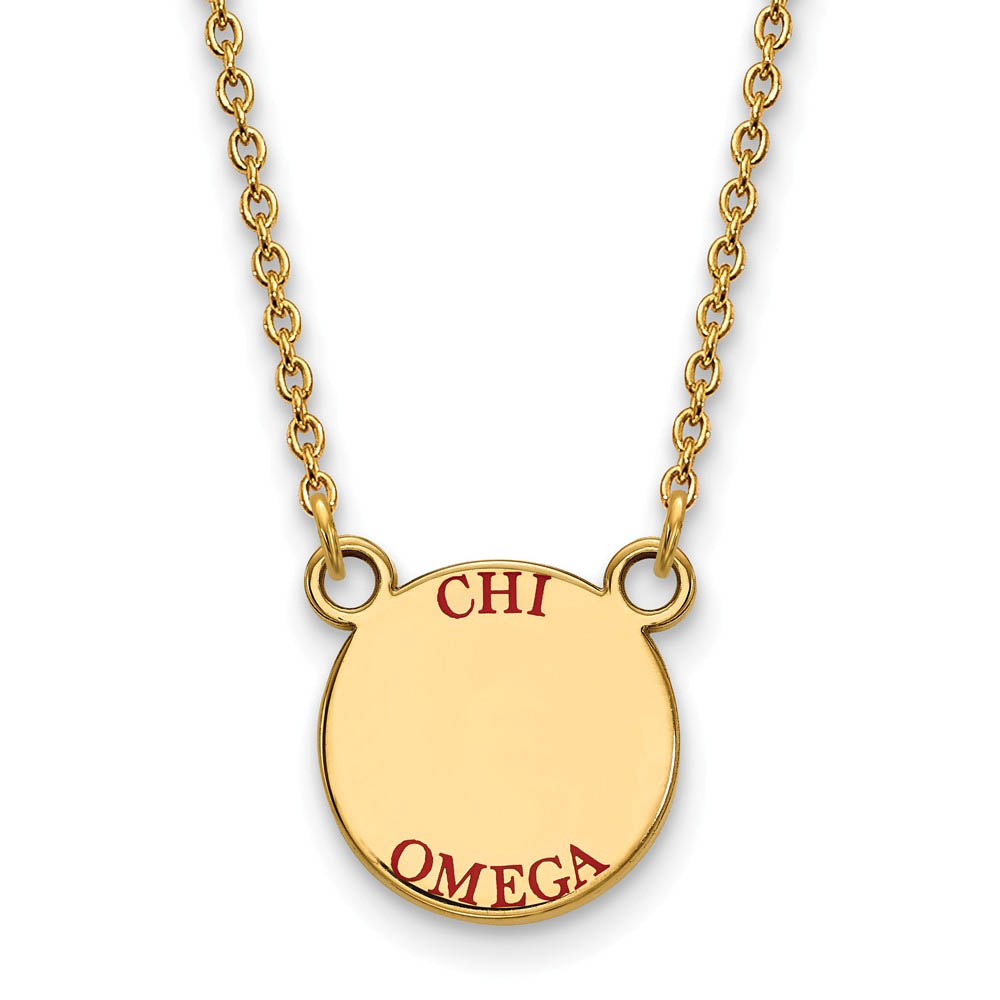 14K Plated Silver Chi Omega Red Enamel Necklace