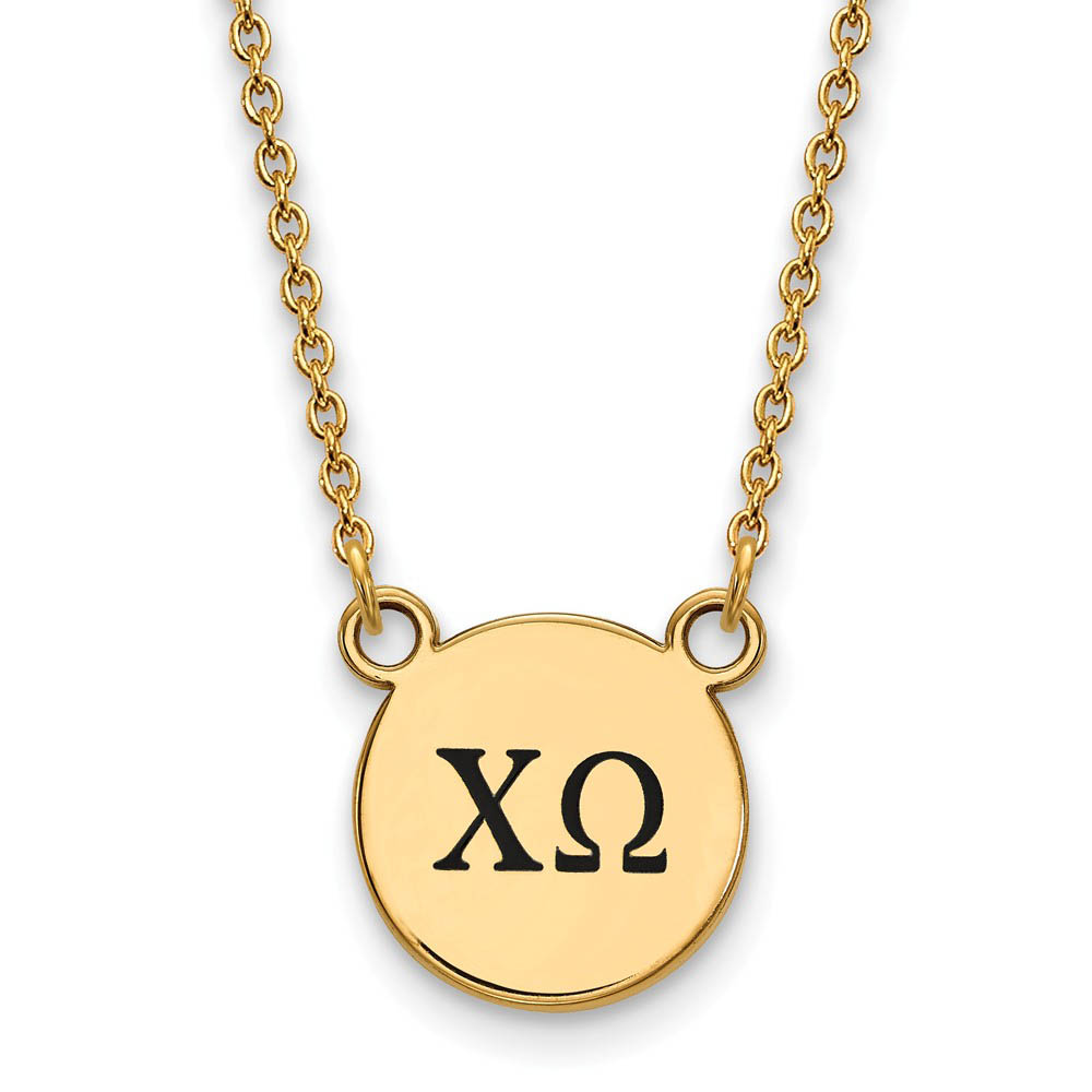 14K Plated Silver Chi Omega Enamel Greek Letters Necklace