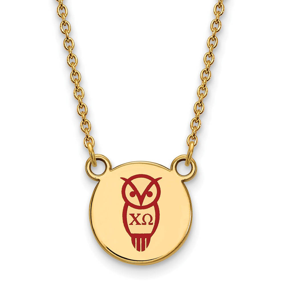 14K Plated Silver Chi Omega Enamel Necklace