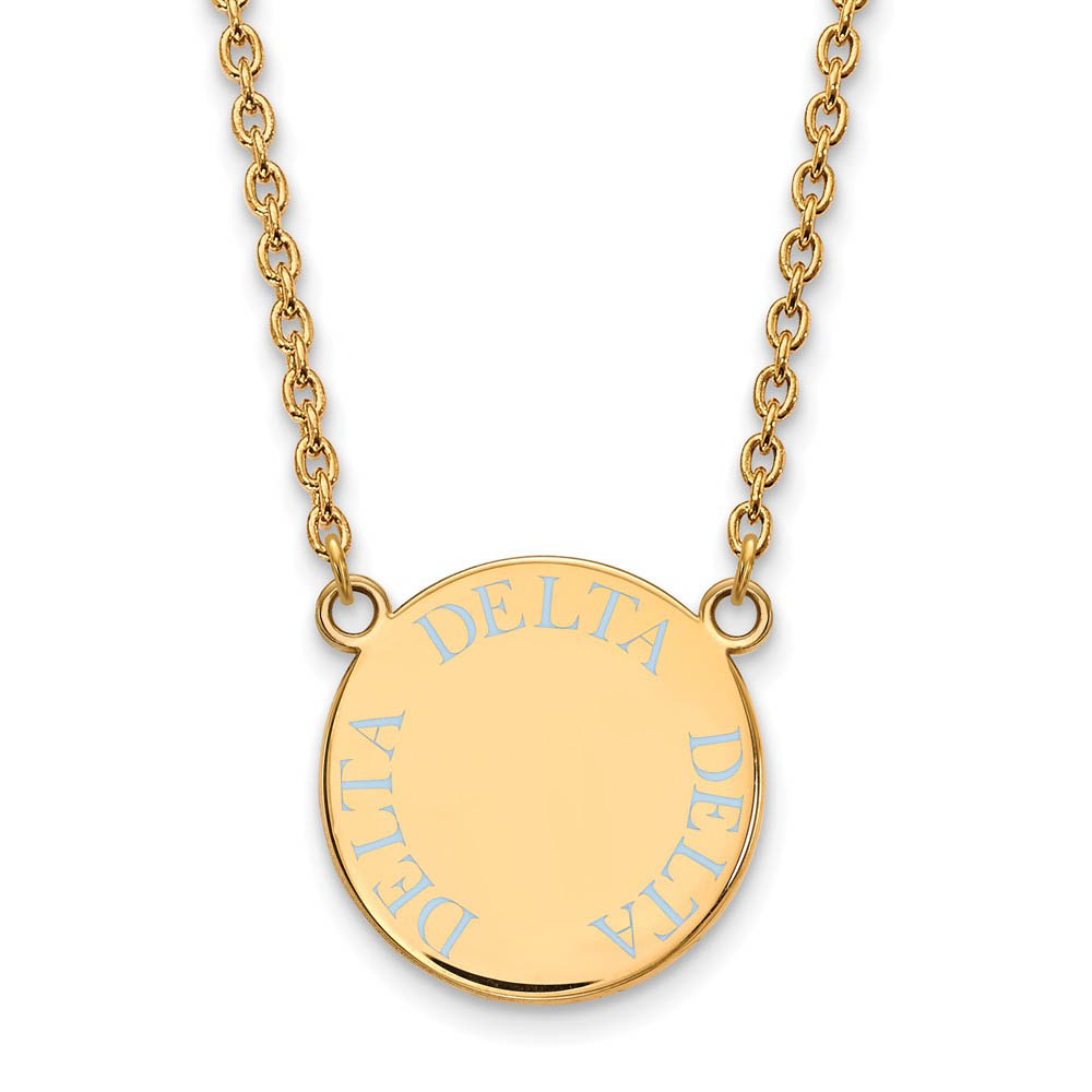 14K Plated Silver Delta Delta Delta Enamel Disc Necklace