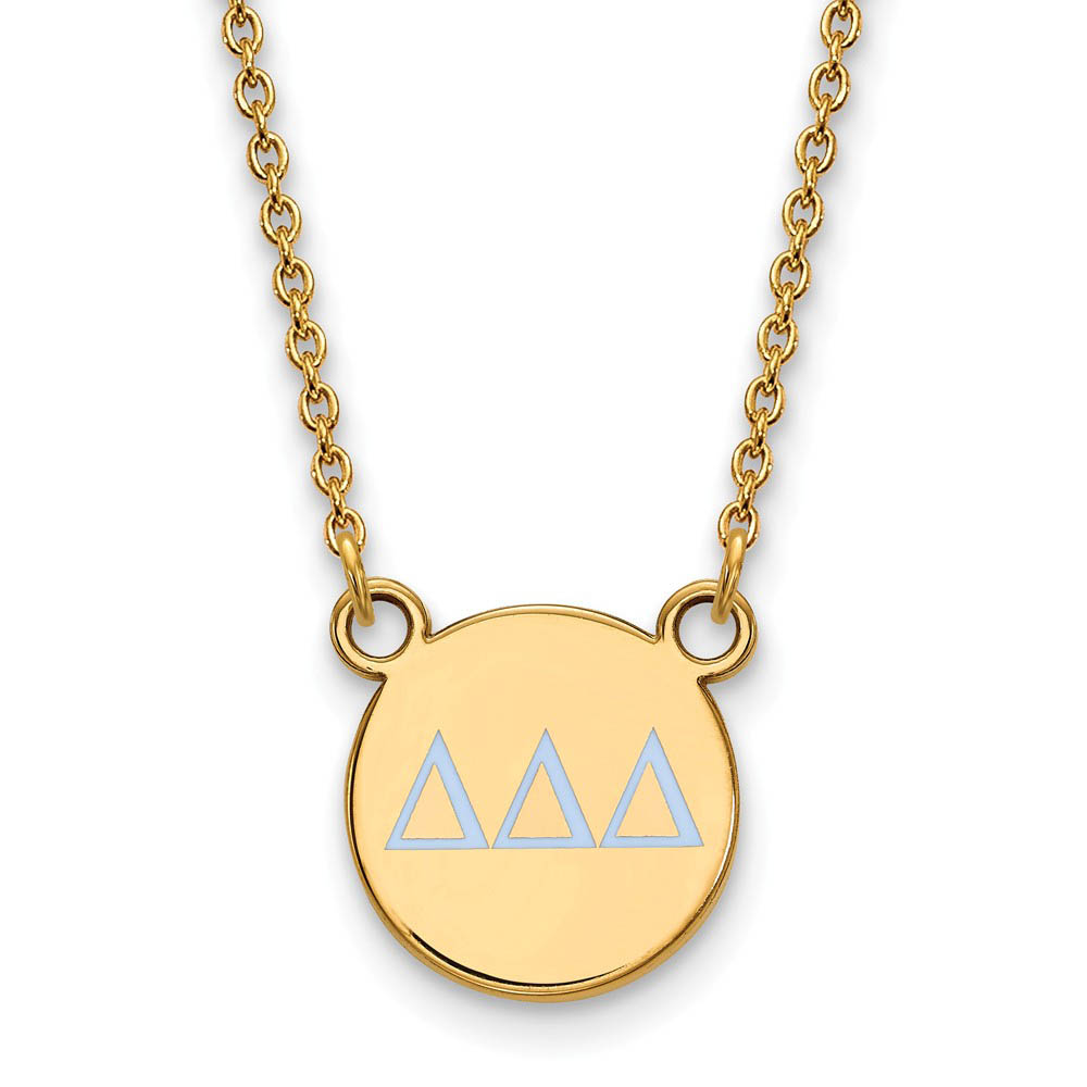 14K Plated Silver Delta Delta Delta Lt Blue Enamel Necklace