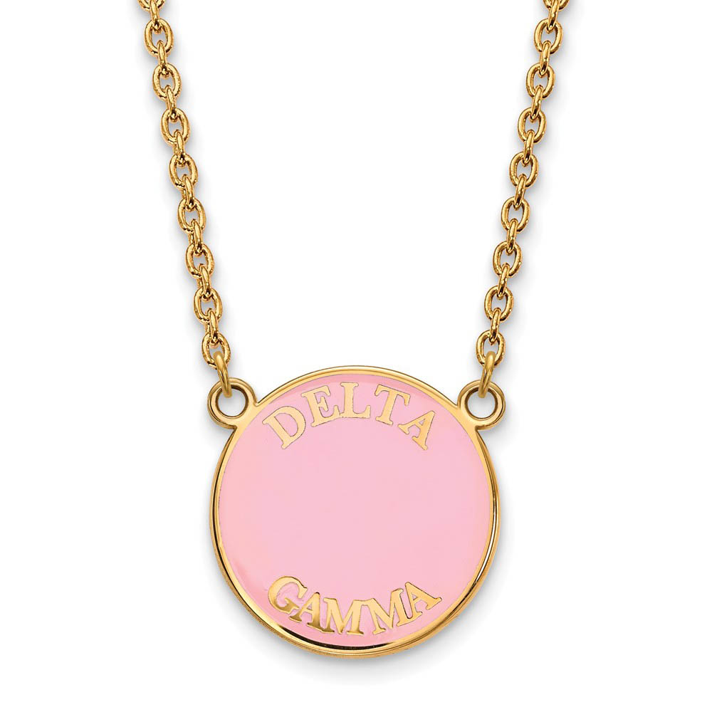 14K Plated Silver Delta Gamma Enamel Disc Necklace