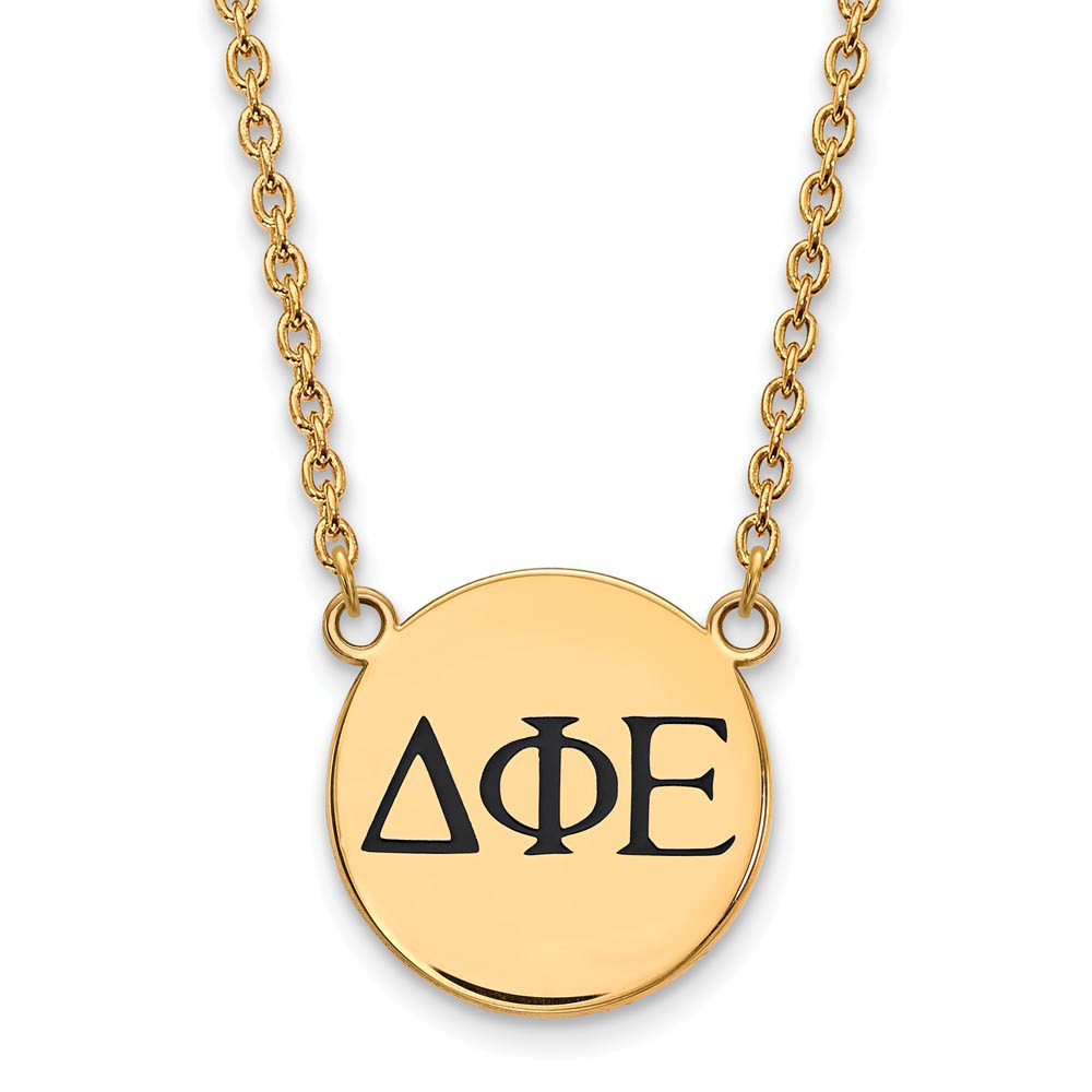 14K Plated Silver Delta Phi Epsilon Lg Enamel Greek Letters Necklace