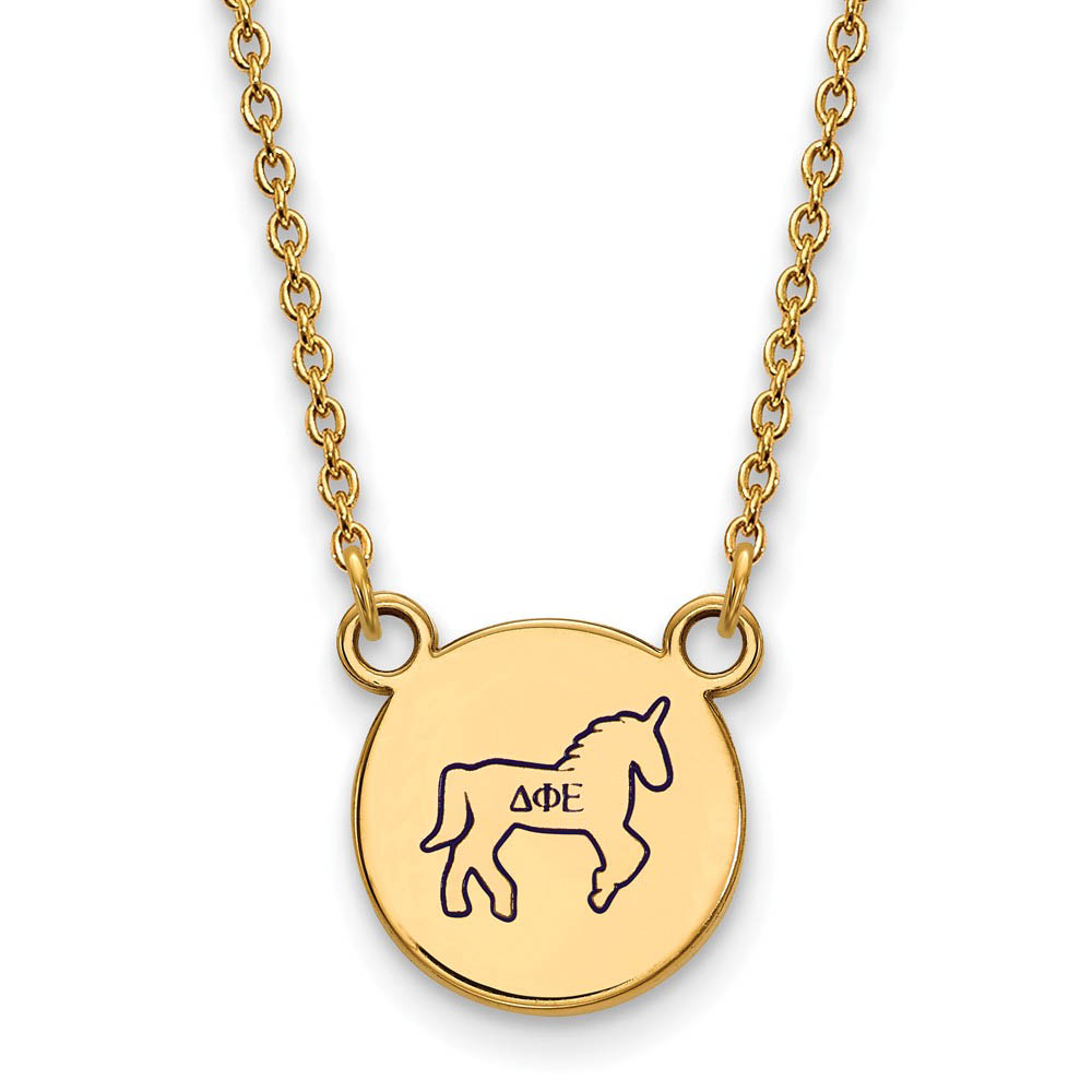 14K Plated Silver Delta Phi Epsilon Enamel Necklace