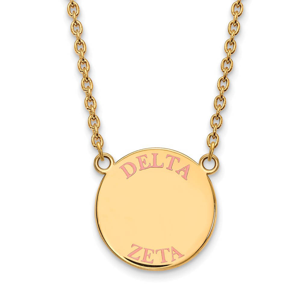 14K Plated Silver Delta Zeta Pink Enamel Necklace