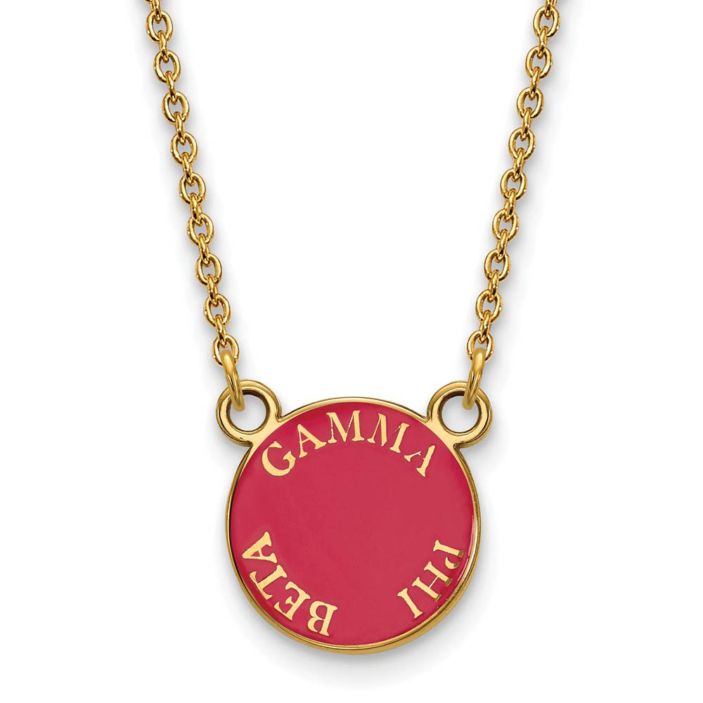 14K Plated Silver Gamma Phi Beta Enamel Disc Necklace