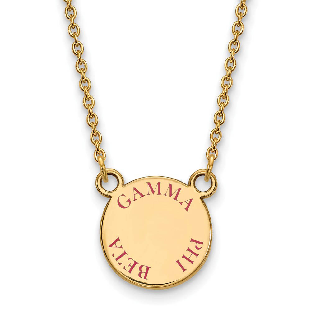14K Plated Silver Gamma Phi Beta Dk Pink Enamel Necklace