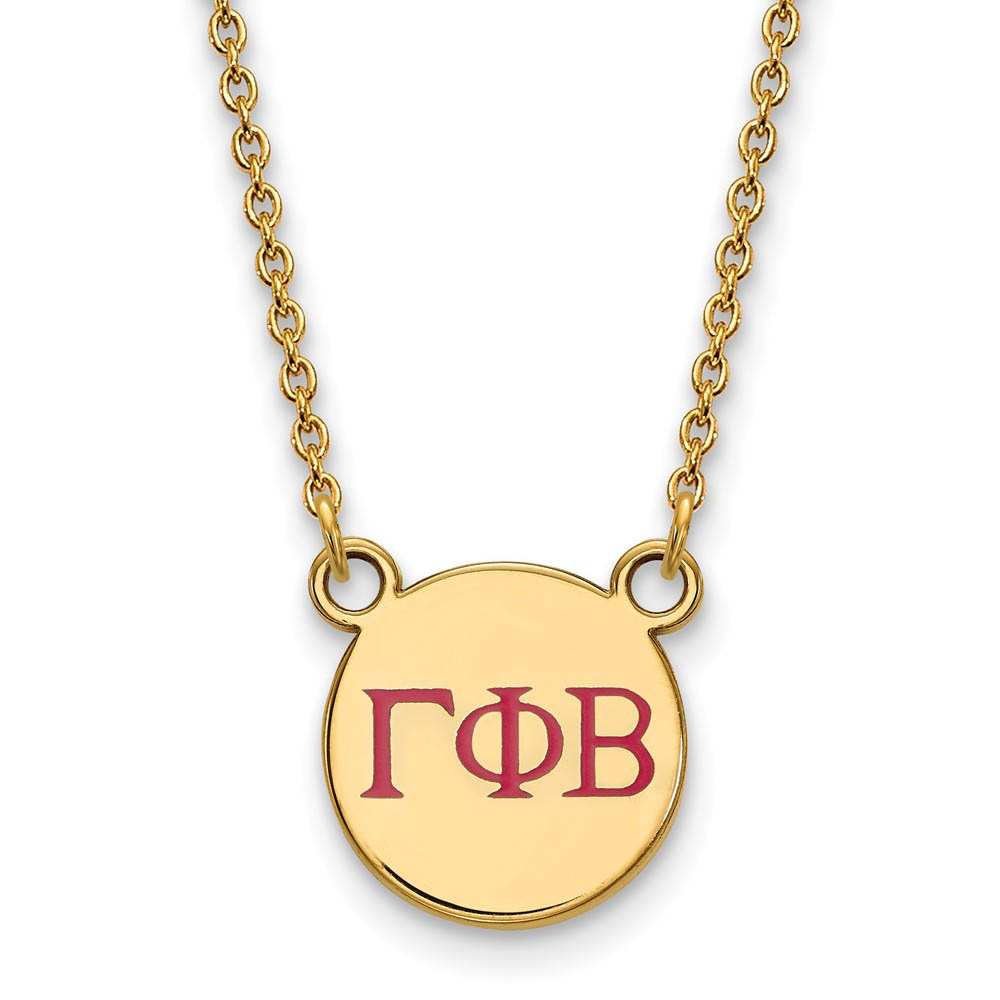 14K Plated Silver Gamma Phi Beta Sm Pink Enamel Greek Letters Necklace