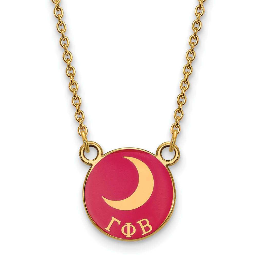 14K Plated Silver Gamma Phi Beta Dk Pink Enamel w/ Moon Necklace