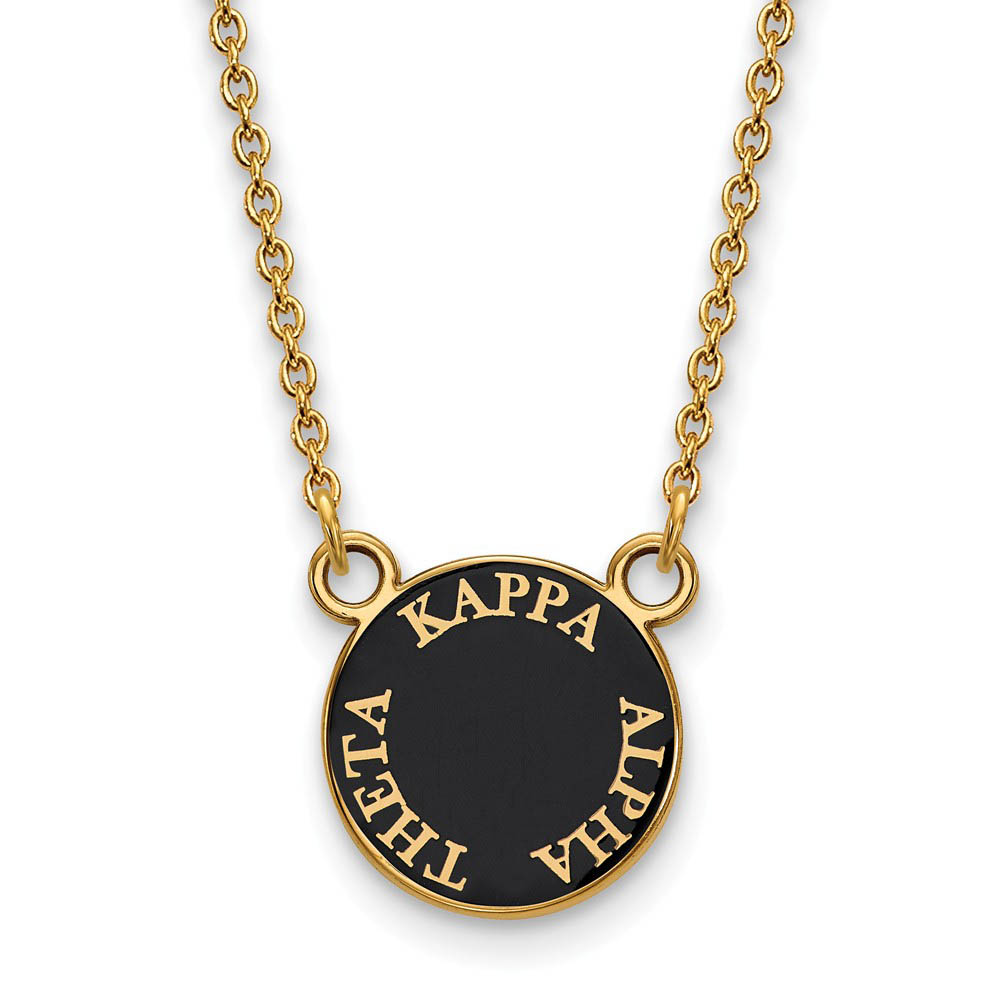 14K Plated Silver Kappa Alpha Theta Enamel Disc Necklace