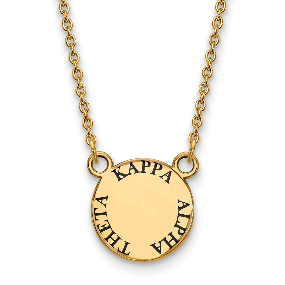 14K Plated Silver Kappa Alpha Theta Black Enamel Necklace