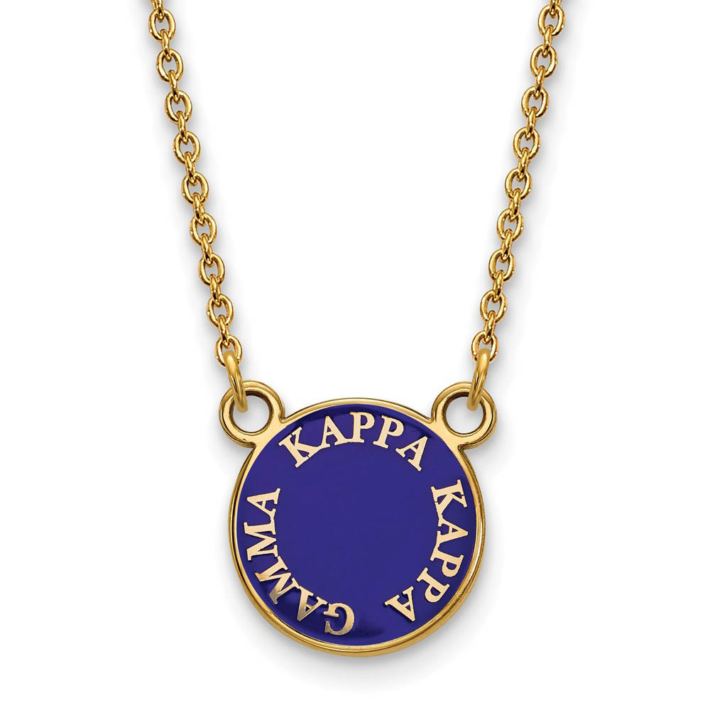 14K Plated Silver Kappa Kappa Gamma Enamel Disc Necklace